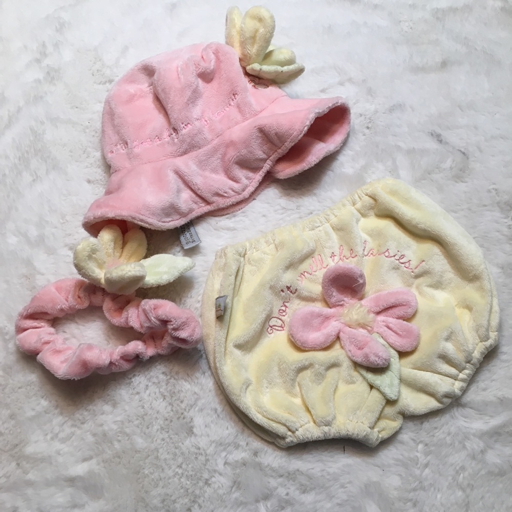 Kids Floral Plush Matching Set - Pink & Cream